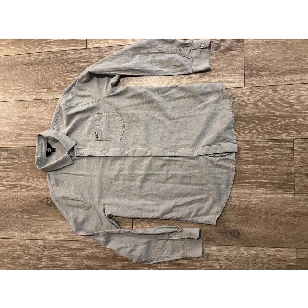 Volcom Men's Long Sleeve Casual Shirt, Light Gray, Size Large